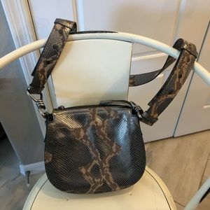 AllSaints Snakeskin Embossed Leather Crossbody Bag
